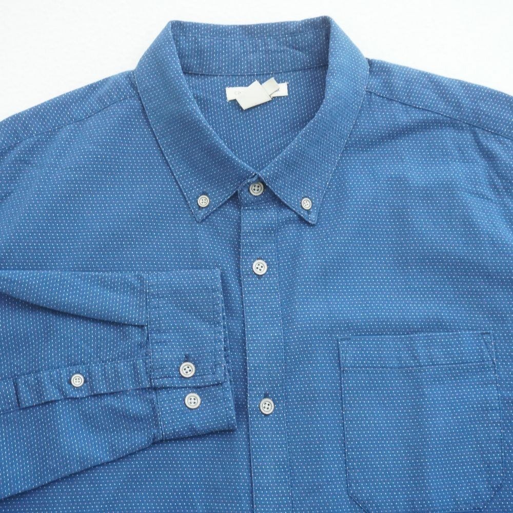Carbon 2 Cobalt Mens XLT Tall Blue Dotted Button Up Long Sleeve Shirt
